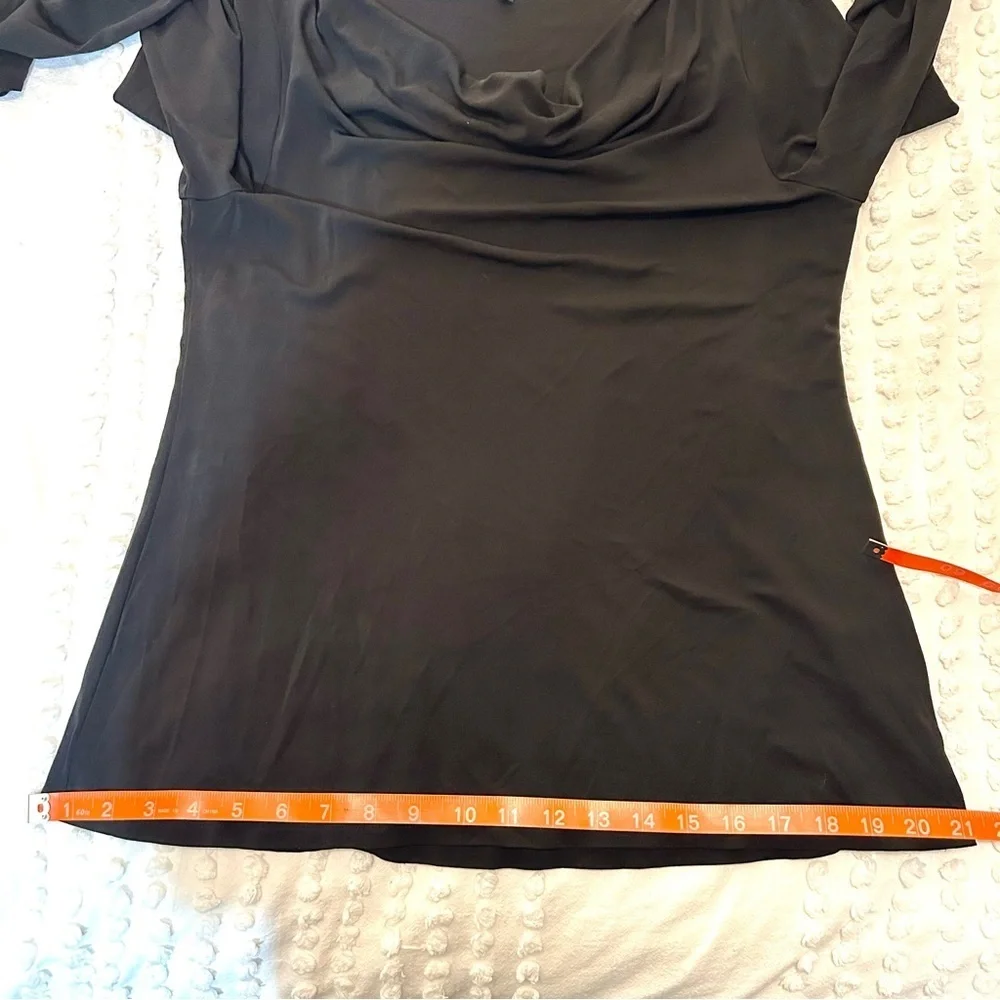 Eileen Fisher Black Long Sleeve Cowl Neck Blouse 100% Silk Sz S
